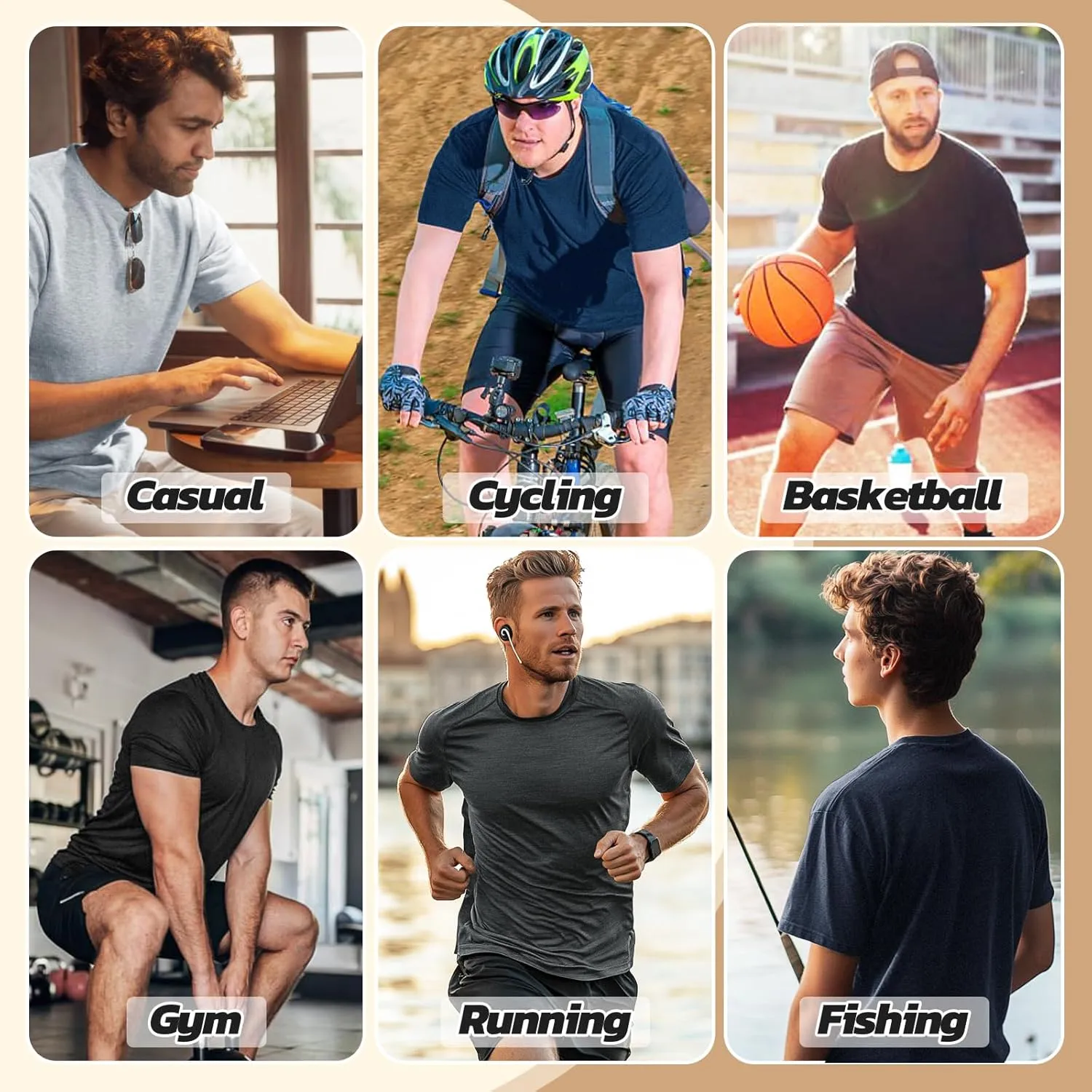3 Pack Workout Mens Shirts - Quick Dry Causal Moisture Wicking Work Gym Athletic Short Sleeve for Basketball Running