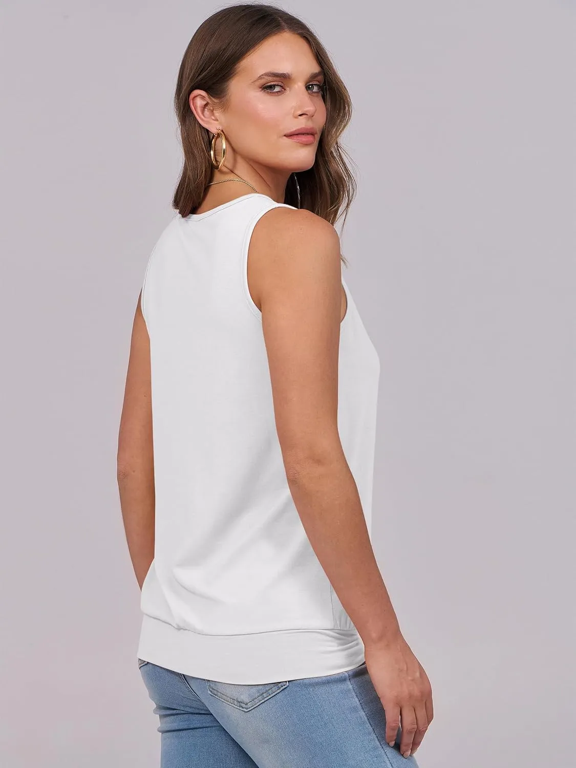 ANRABESS Women Tank Tops Summer V Neck Sleeveless Casual Loose Fit Cute Cami Basic T Shirts Solid Tees 2025 Trendy Outfits