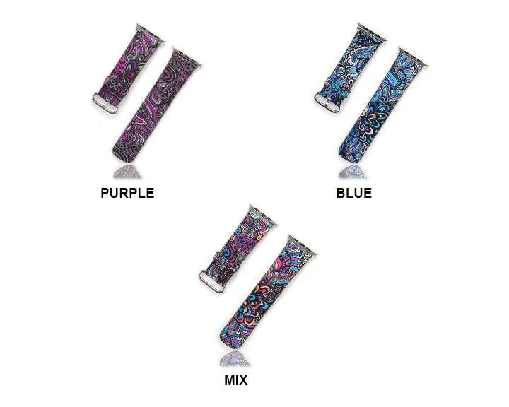Apple Watch Leather Flower Print Band Strap Series