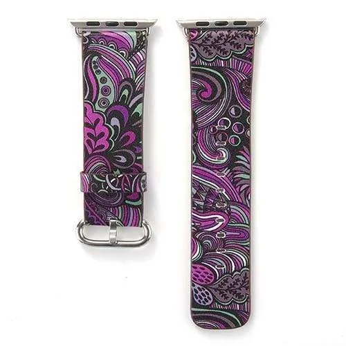Apple Watch Leather Flower Print Band Strap Series