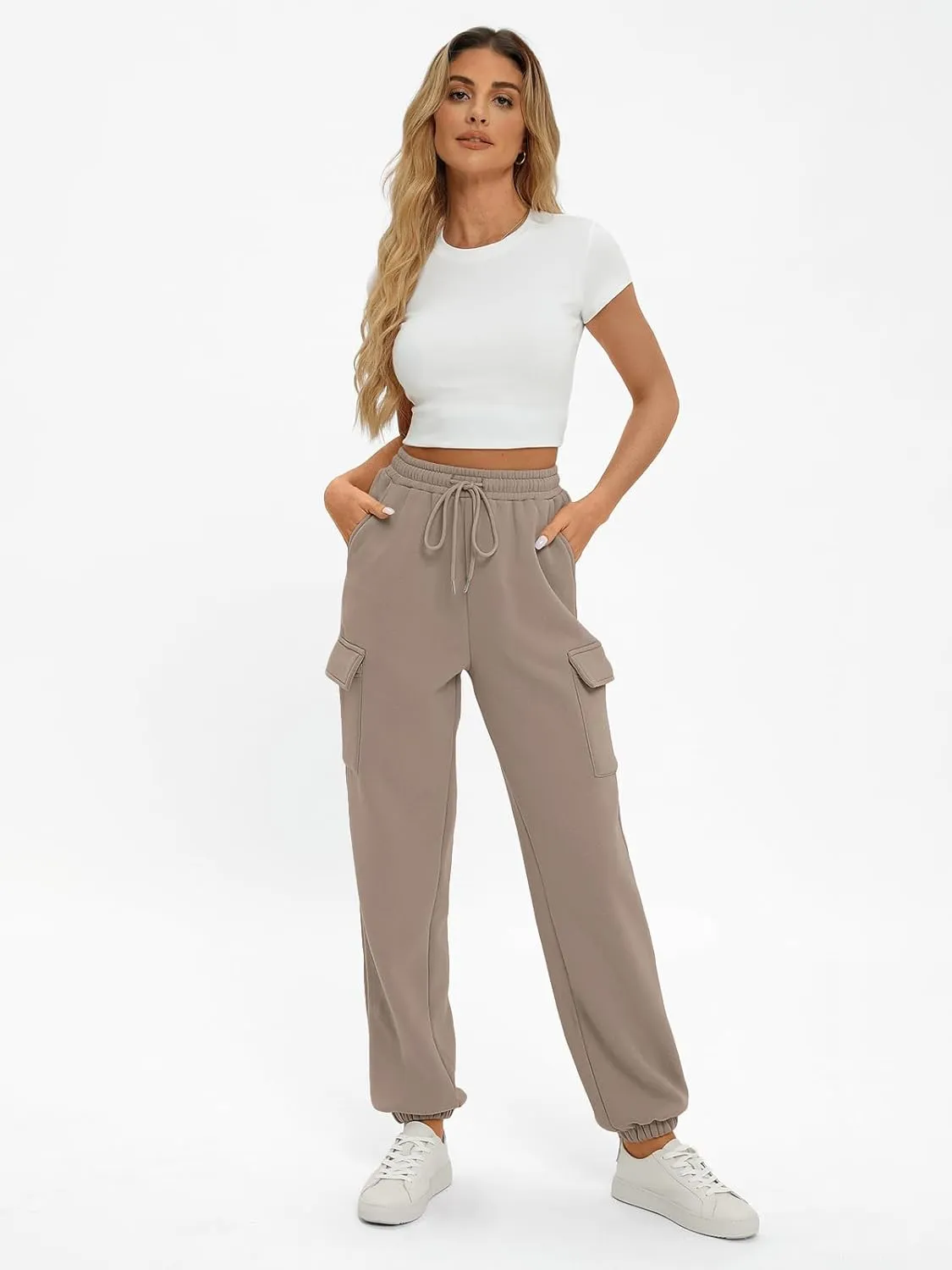 AUTOMET Womens Sweatpants Cargo Fleece Lined Baggy Athletic Jogger with Pockets 2025 Casual Trendy Pants Fall Outfits