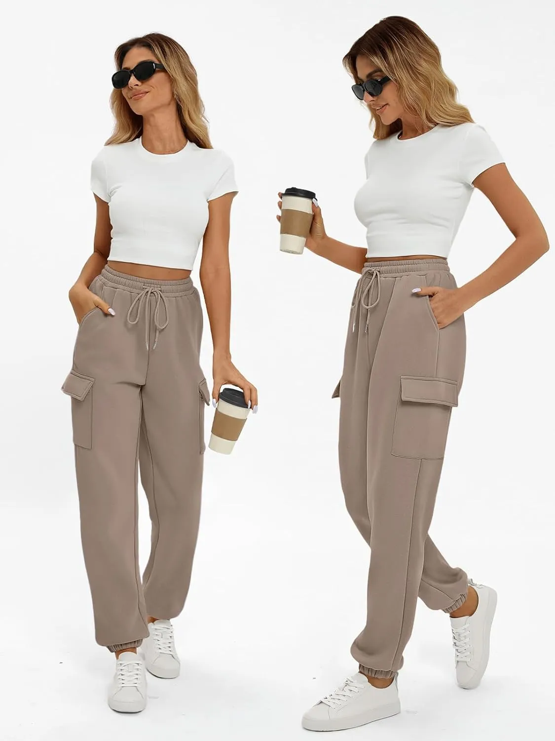 AUTOMET Womens Sweatpants Cargo Fleece Lined Baggy Athletic Jogger with Pockets 2025 Casual Trendy Pants Fall Outfits