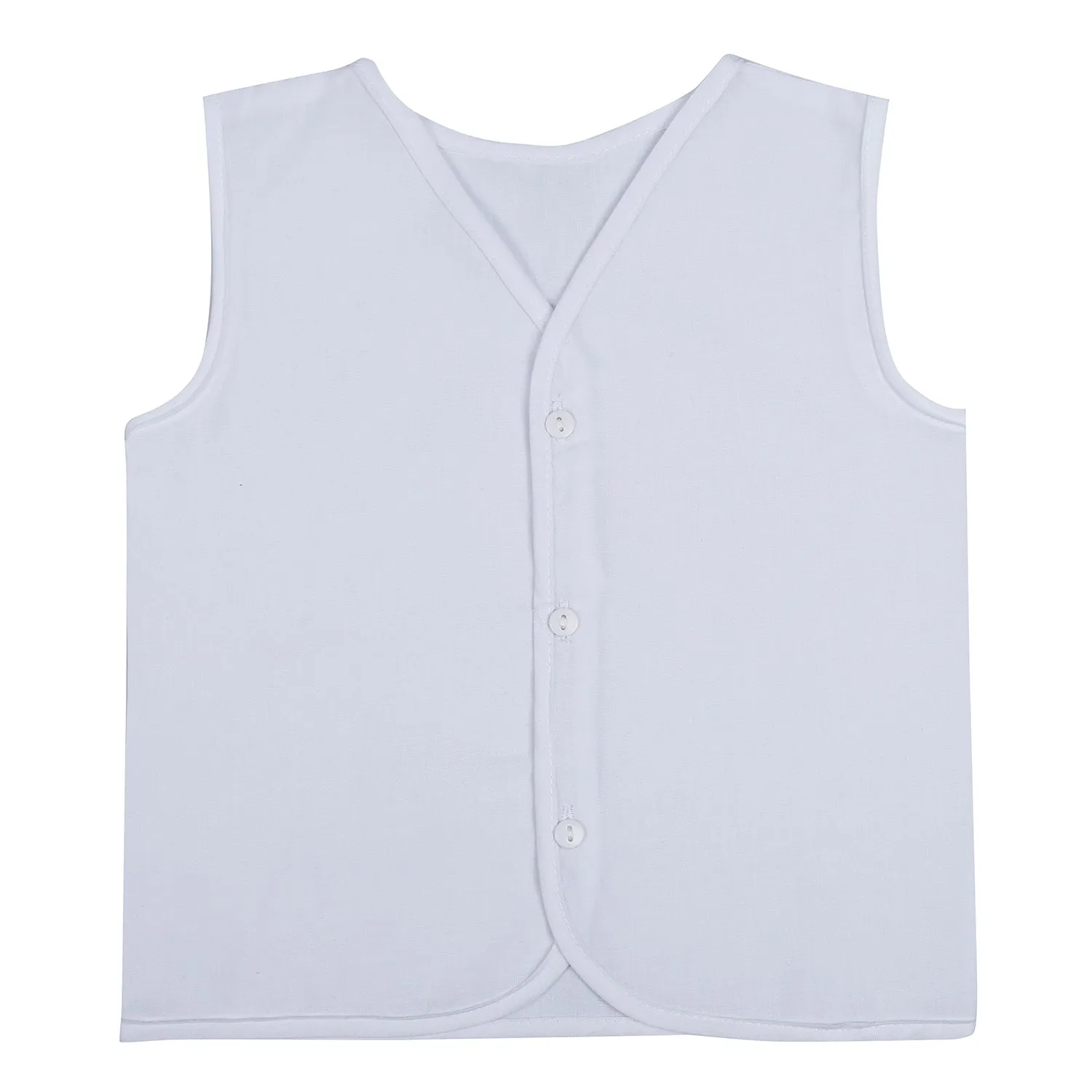 Baby Moo Solid V-Neck Sleeveless Front Opening Button Cotton Jhablas 5 Pcs - Blue, Multicolour