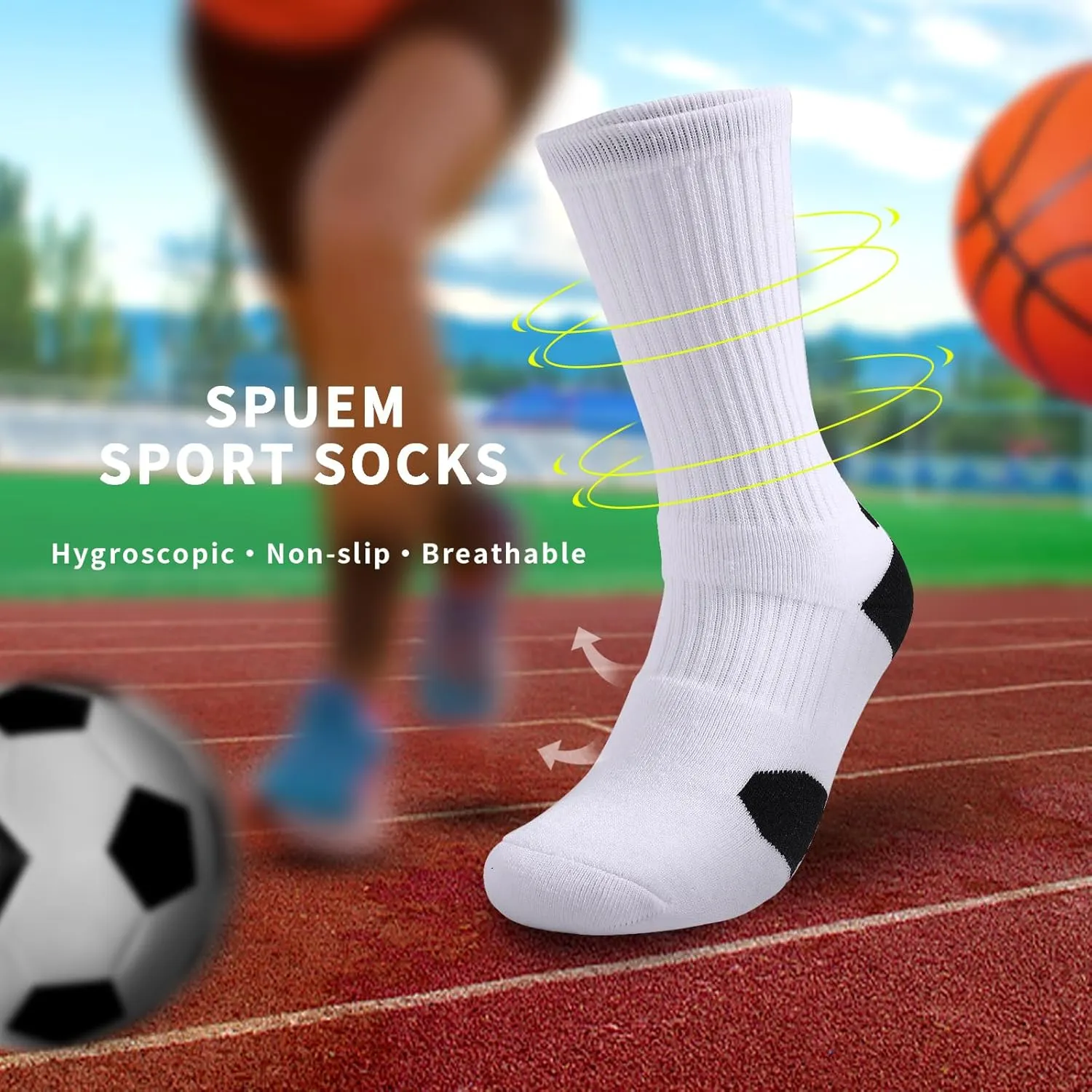 Basketball Socks for Men,Performance Cushioned Men's Athletic Crew Socks with Arch Compression for Basketball Sports