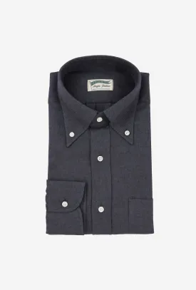 Button Down Sport Shirt Wool-Cotton Grey