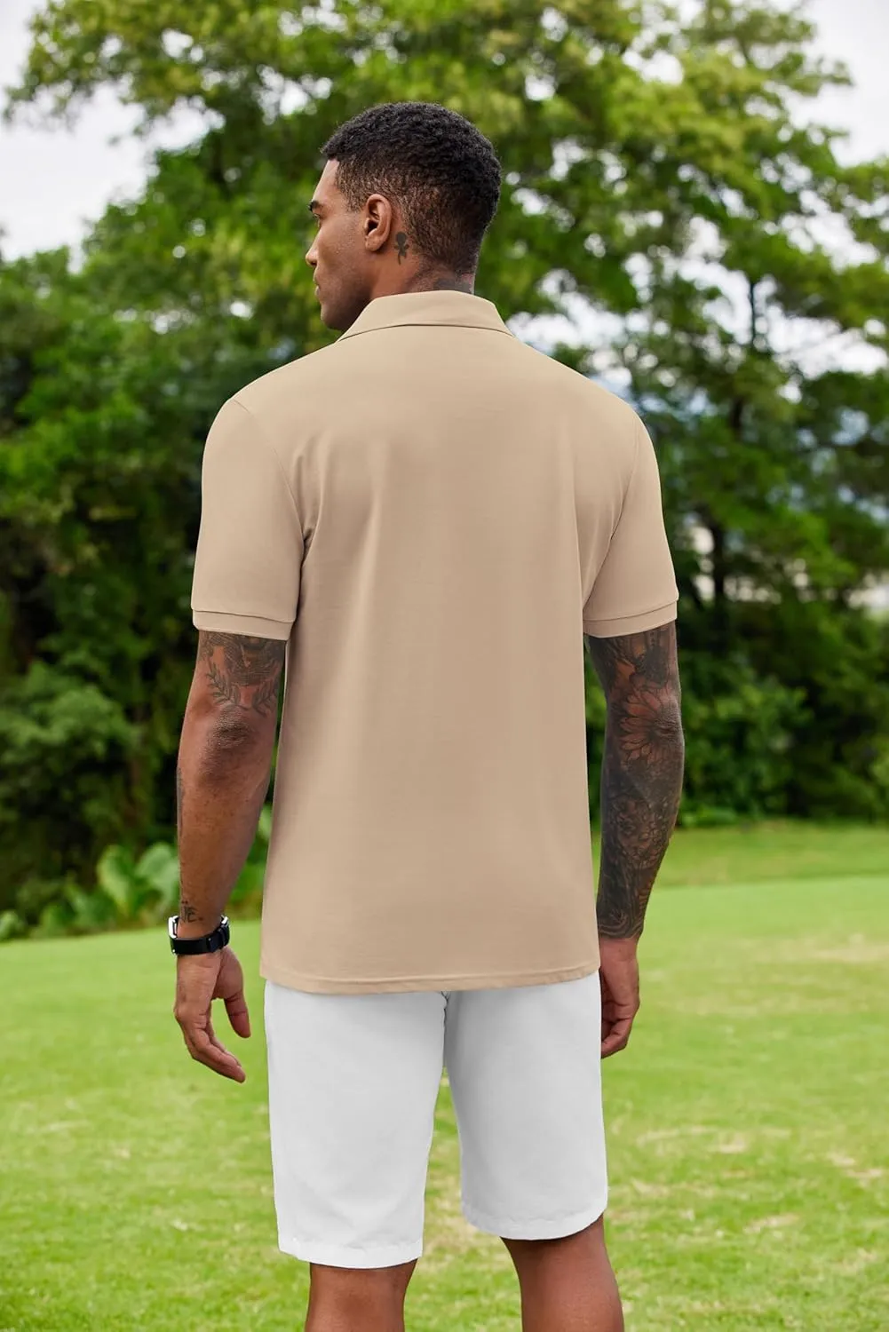 COOFANDY Mens Polo Shirt Short Sleeve Moisture Wicking Quick-Dry Golf Polo Athletic Tennis Collared T-Shirts