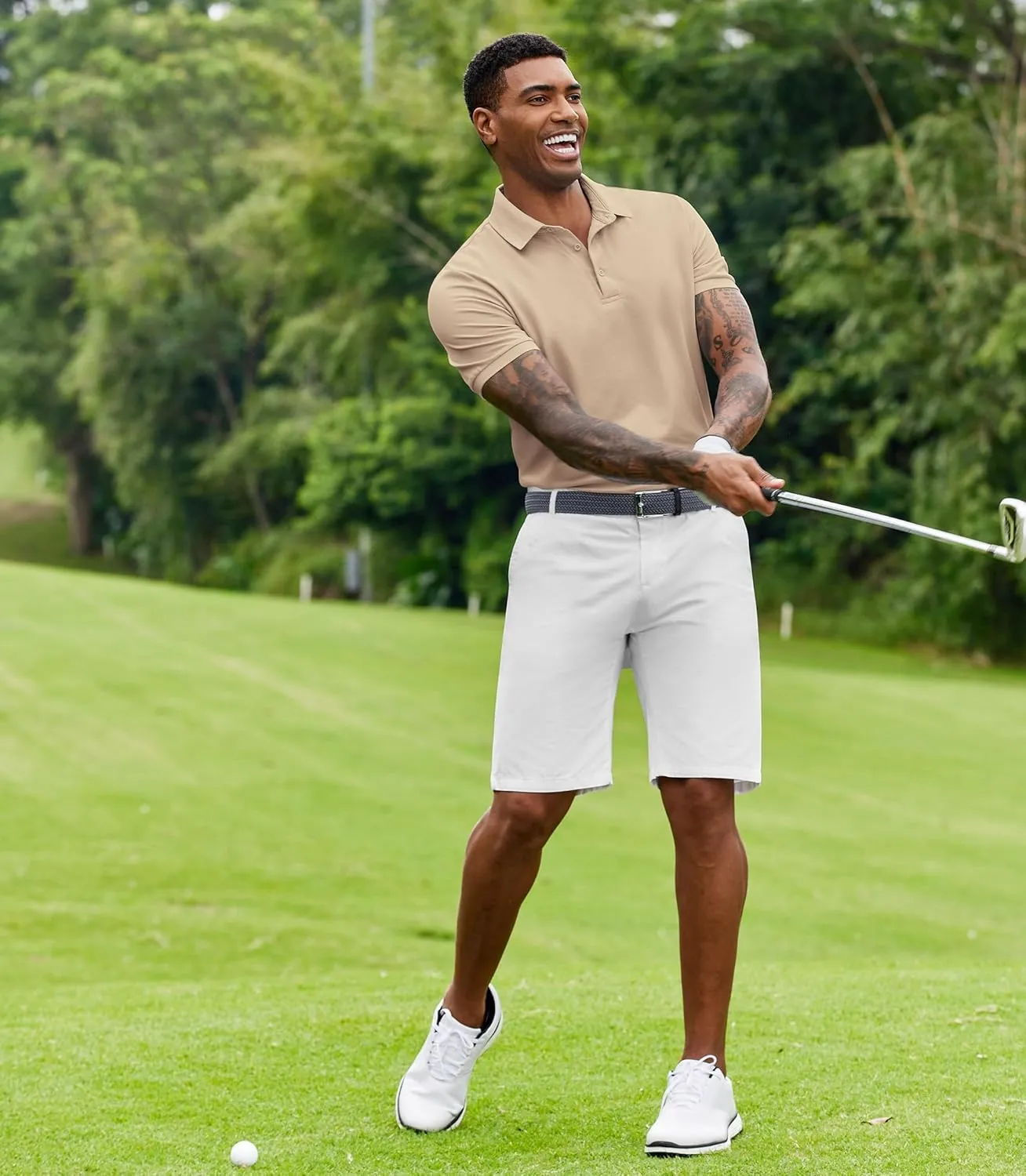 COOFANDY Mens Polo Shirt Short Sleeve Moisture Wicking Quick-Dry Golf Polo Athletic Tennis Collared T-Shirts
