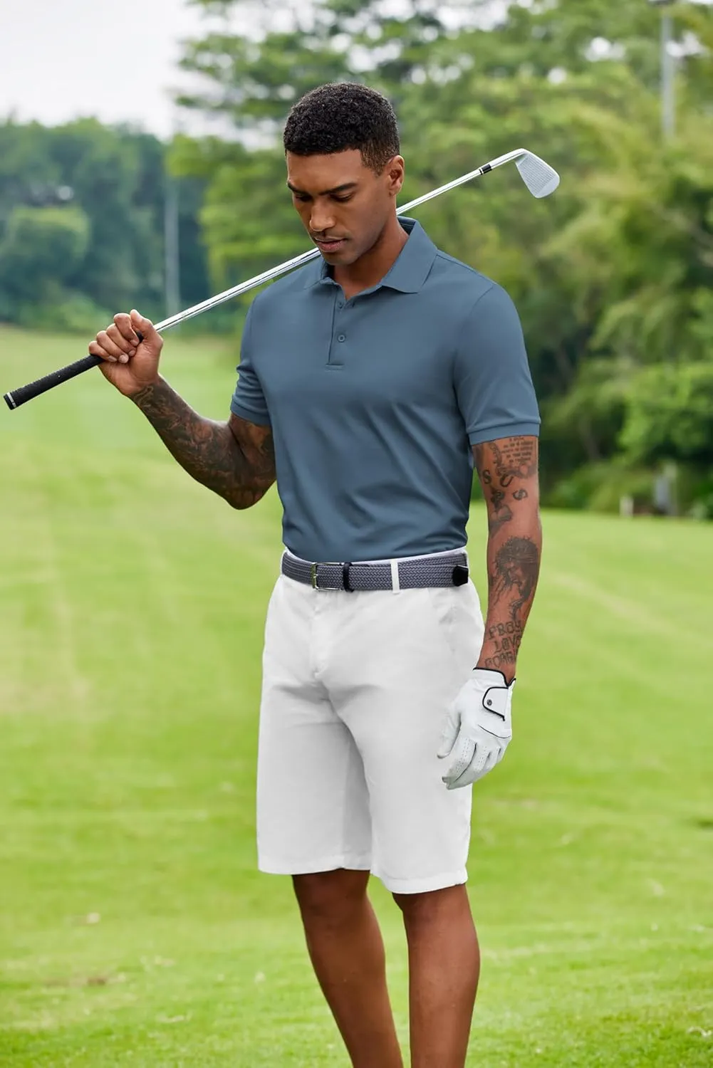 COOFANDY Mens Polo Shirt Short Sleeve Moisture Wicking Quick-Dry Golf Polo Athletic Tennis Collared T-Shirts