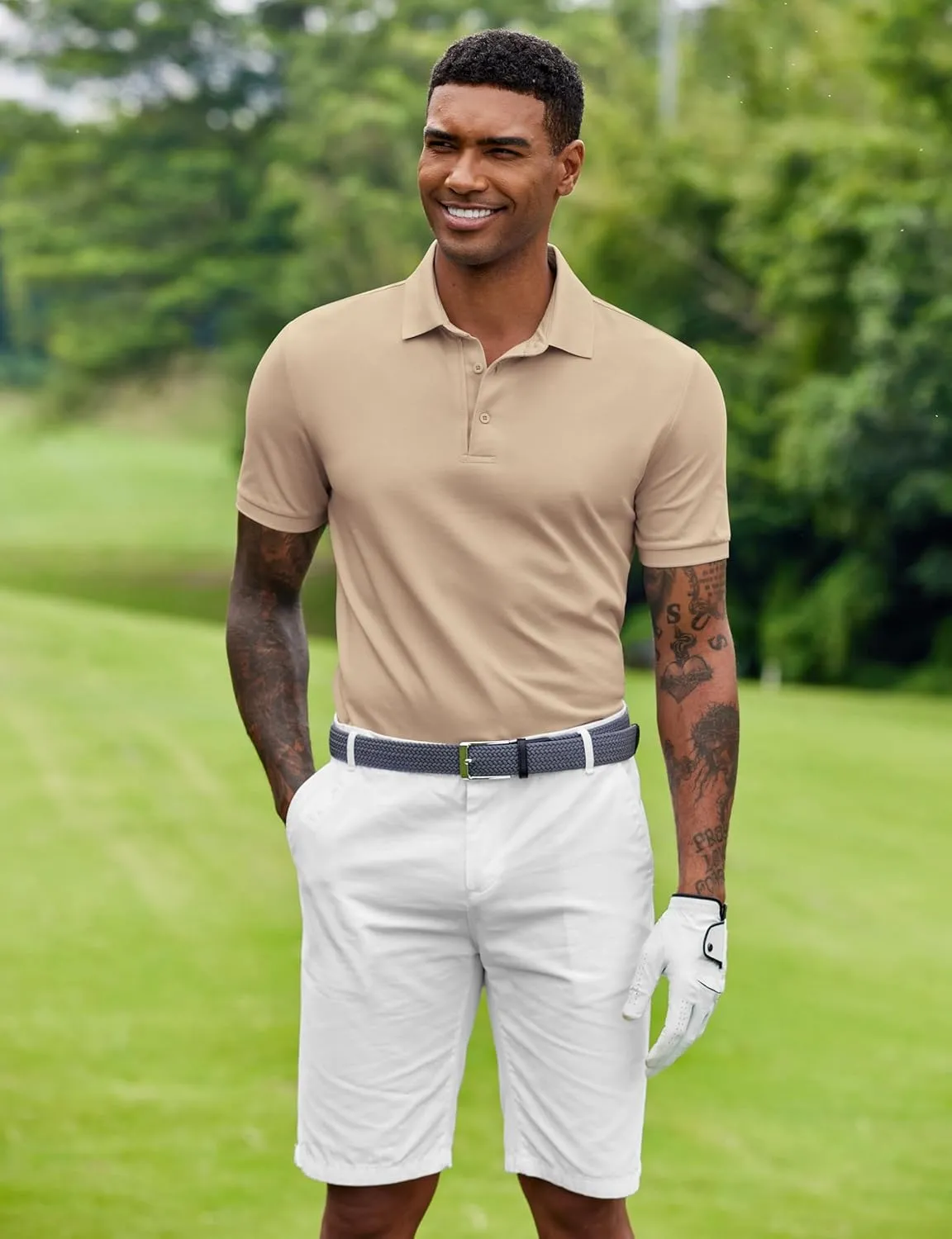 COOFANDY Mens Polo Shirt Short Sleeve Moisture Wicking Quick-Dry Golf Polo Athletic Tennis Collared T-Shirts