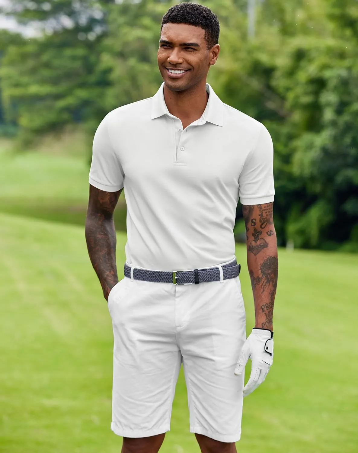 COOFANDY Mens Polo Shirt Short Sleeve Moisture Wicking Quick-Dry Golf Polo Athletic Tennis Collared T-Shirts