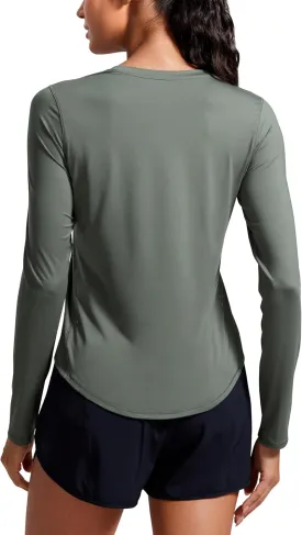CRZ YOGA Lightweight Long Sleeve Workout Shirts for Women Gym Running Fall Tshirts High Neck Athletic Training Tops