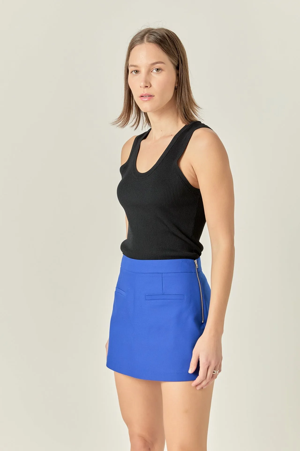 Front Welt Pockets Skort