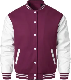 HOOD CREW Mens Varsity Jackets Faux Leather Sleeve Letterman Boys College Baseball Jacket