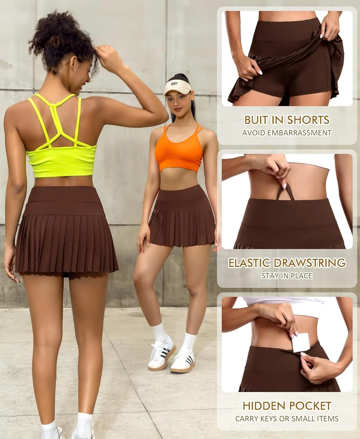JoyGirl Pleated Tennis Skirt for Women with Shorts Athletic Golf Skort Workout Running Sports Skirts Skorts with Pockets