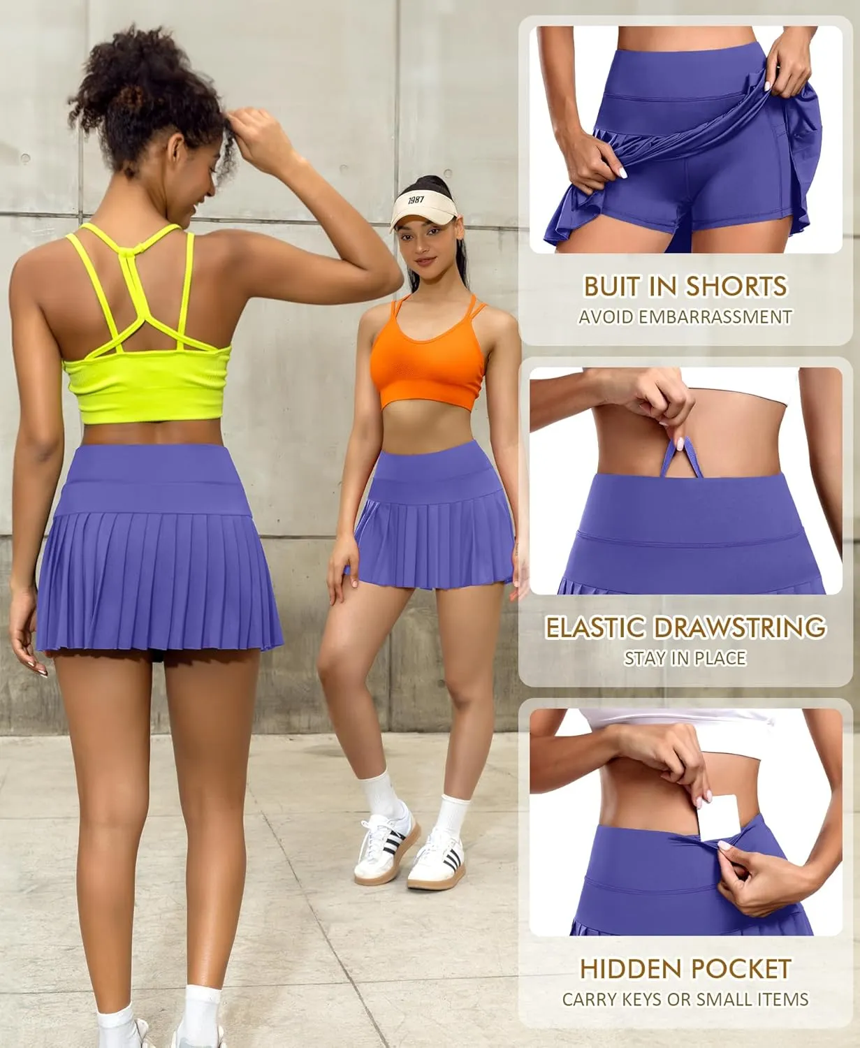 JoyGirl Pleated Tennis Skirt for Women with Shorts Athletic Golf Skort Workout Running Sports Skirts Skorts with Pockets