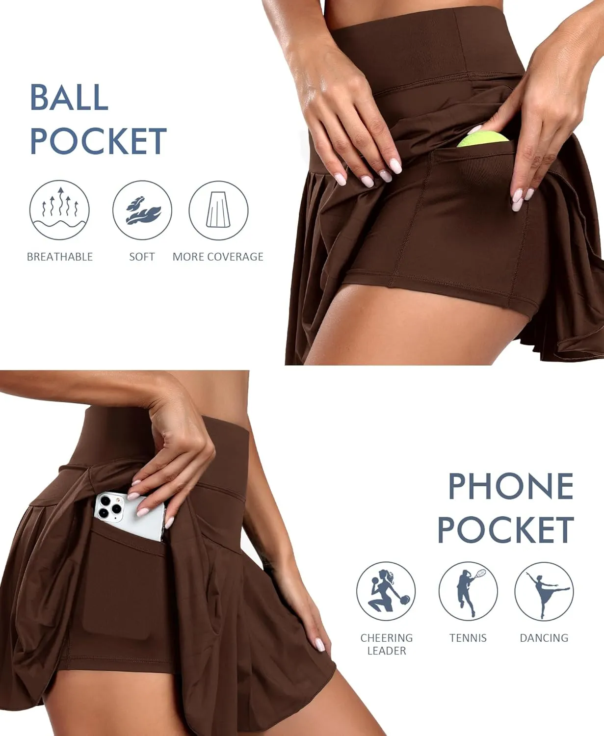 JoyGirl Pleated Tennis Skirt for Women with Shorts Athletic Golf Skort Workout Running Sports Skirts Skorts with Pockets