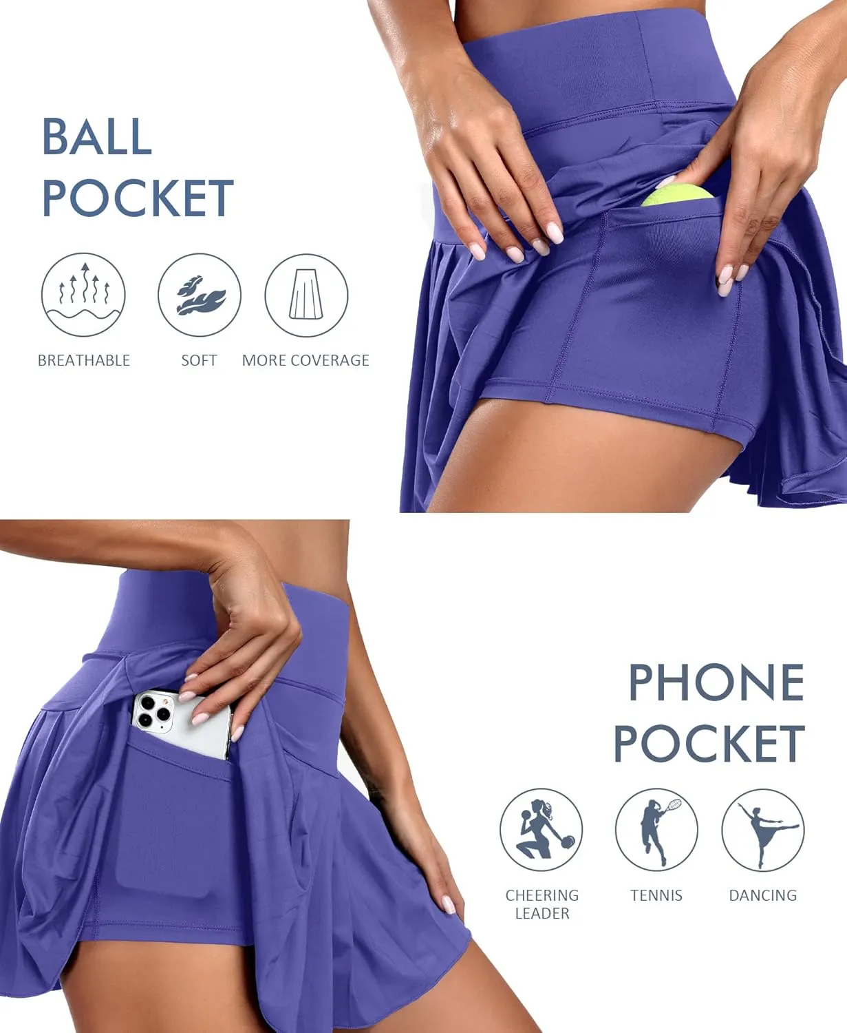 JoyGirl Pleated Tennis Skirt for Women with Shorts Athletic Golf Skort Workout Running Sports Skirts Skorts with Pockets