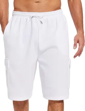 Mens Cargo Sweat Shorts Fleece Casual Athletic Workout Gym Jogger Shorts with 5 Pockets