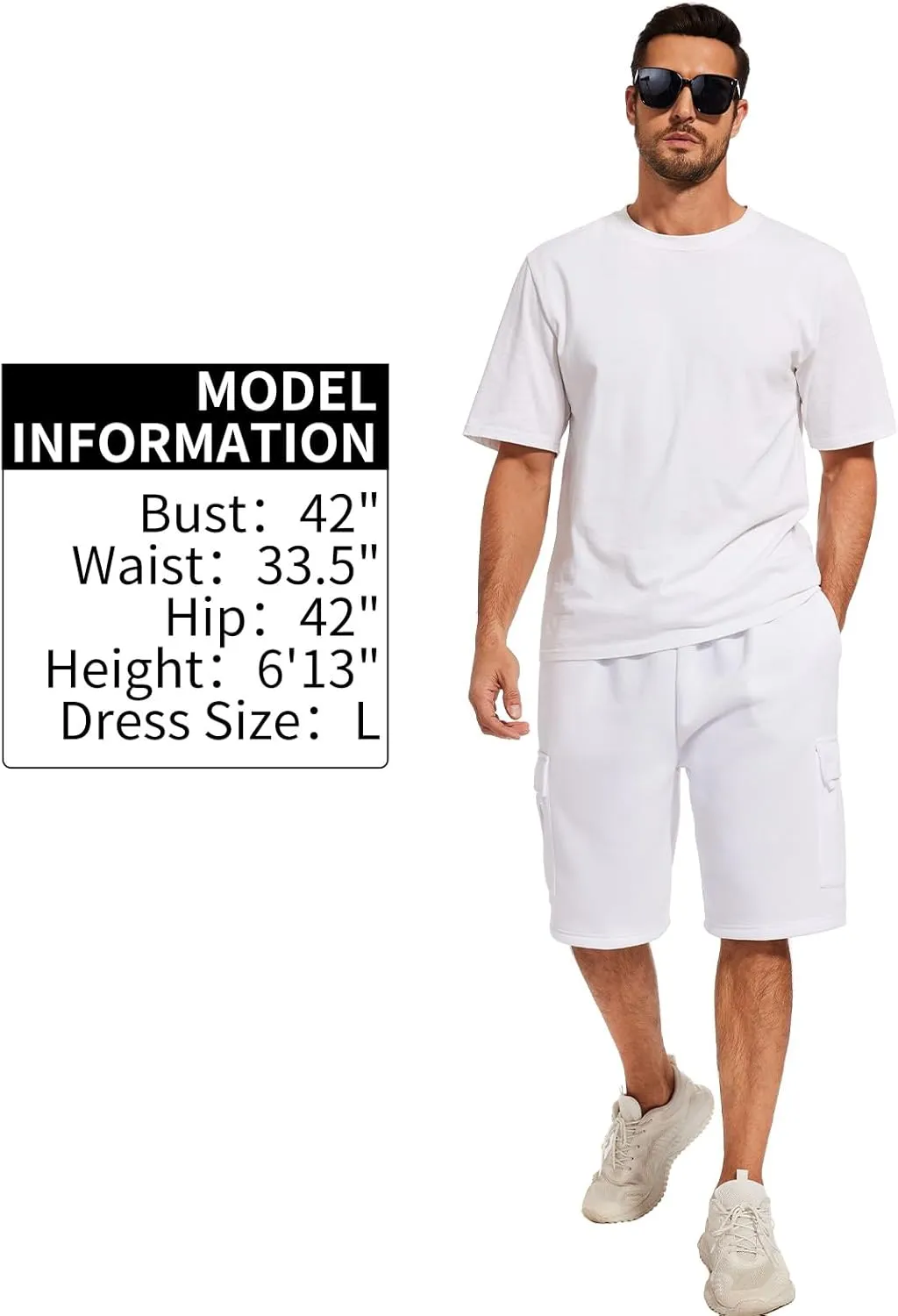 Mens Cargo Sweat Shorts Fleece Casual Athletic Workout Gym Jogger Shorts with 5 Pockets