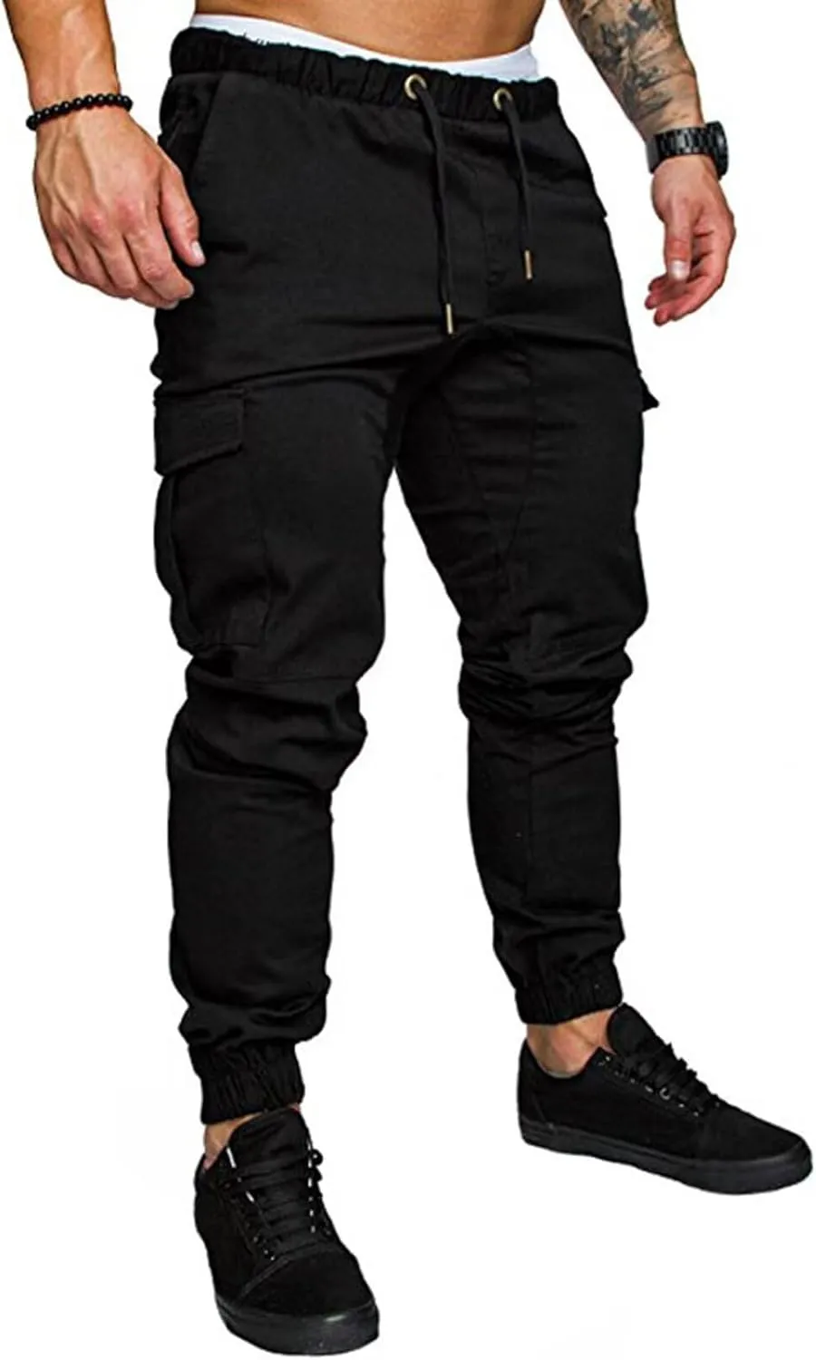 Mens Cargo Workout Joggers Pants Tapered Gym Athletic Tactical Slim Sweatpants Men with Pockets