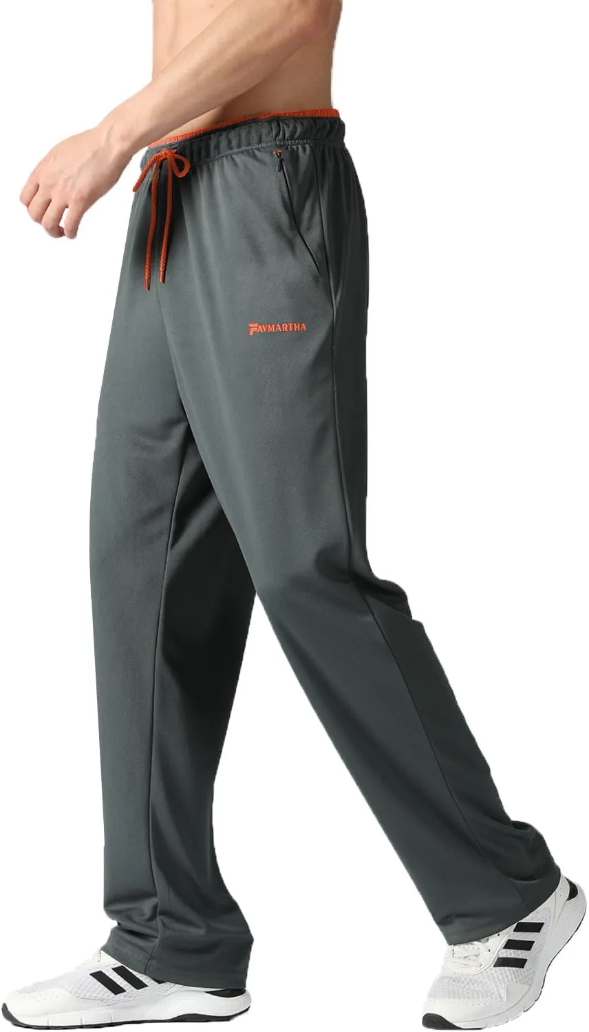 Men's Joggers Pants with Zipper Pockets,Lightweight Sweatpants,Open Bottom Athletic Loose Fit Training Pants.