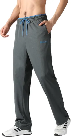 Men's Joggers Pants with Zipper Pockets,Lightweight Sweatpants,Open Bottom Athletic Loose Fit Training Pants.