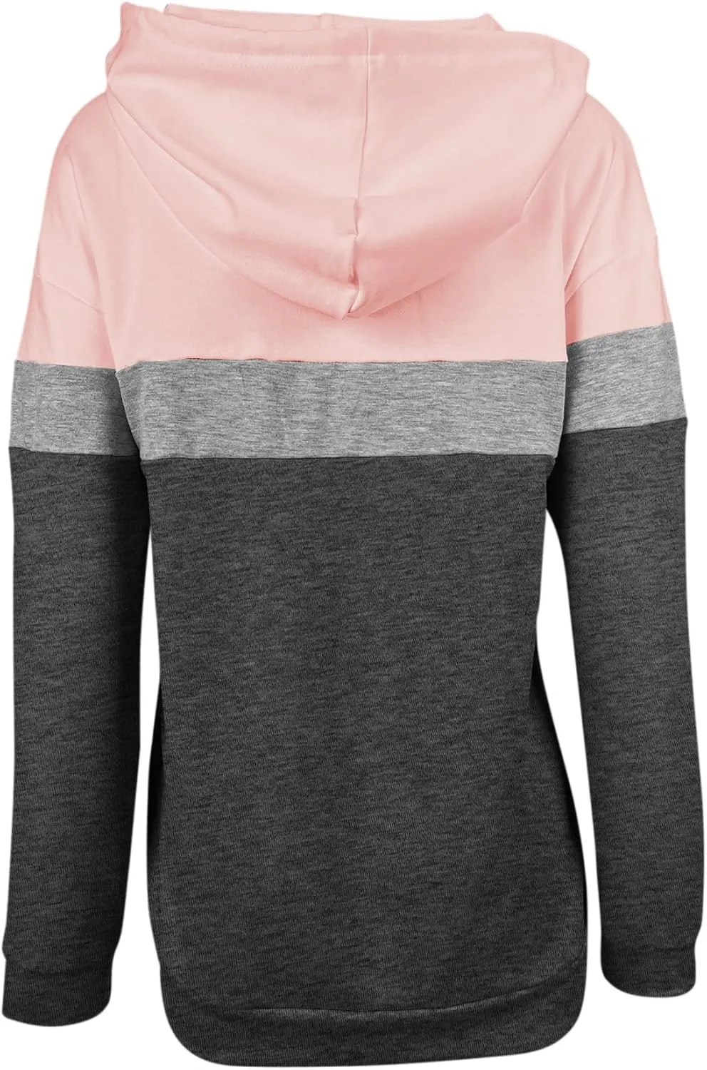 Minclouse Women's Long sleeves Color Block Hoodie Tops Cute Casual Drawstring Loose Lightweight Tunic Pullover