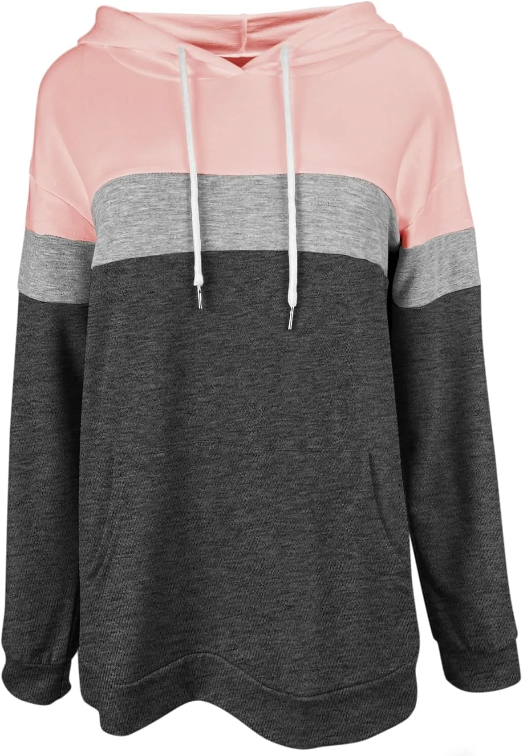 Minclouse Women's Long sleeves Color Block Hoodie Tops Cute Casual Drawstring Loose Lightweight Tunic Pullover