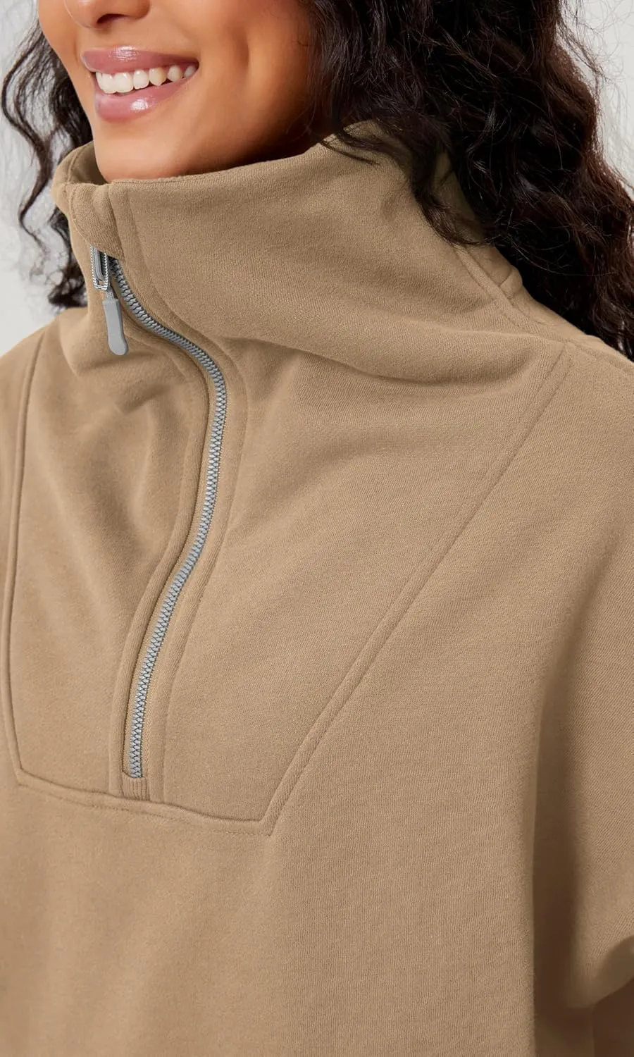 ODODOS Cinchable Sweatshirts for Women Funnel Neck Half Zipper Hoodies Fleece Lined Oversized Pullover
