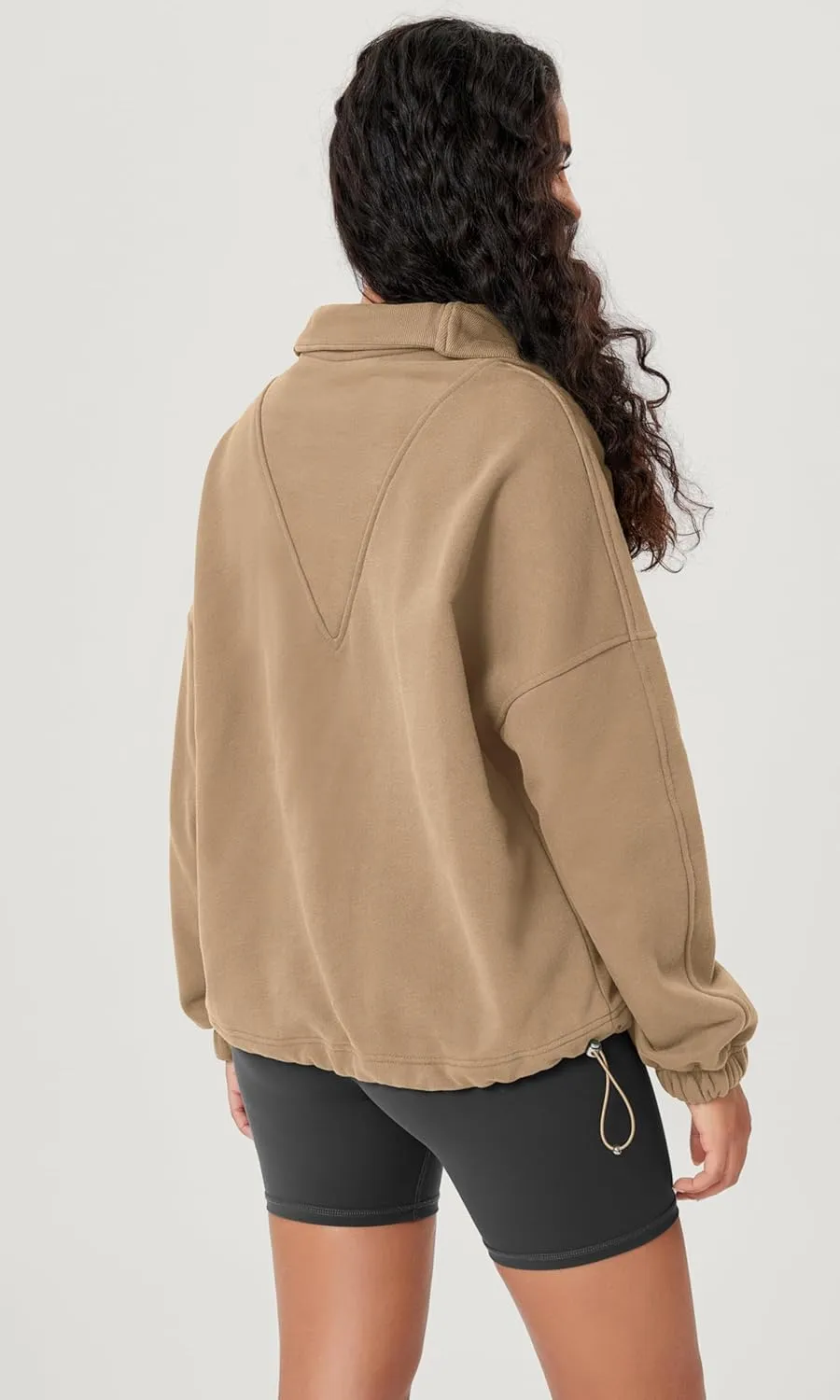 ODODOS Cinchable Sweatshirts for Women Funnel Neck Half Zipper Hoodies Fleece Lined Oversized Pullover