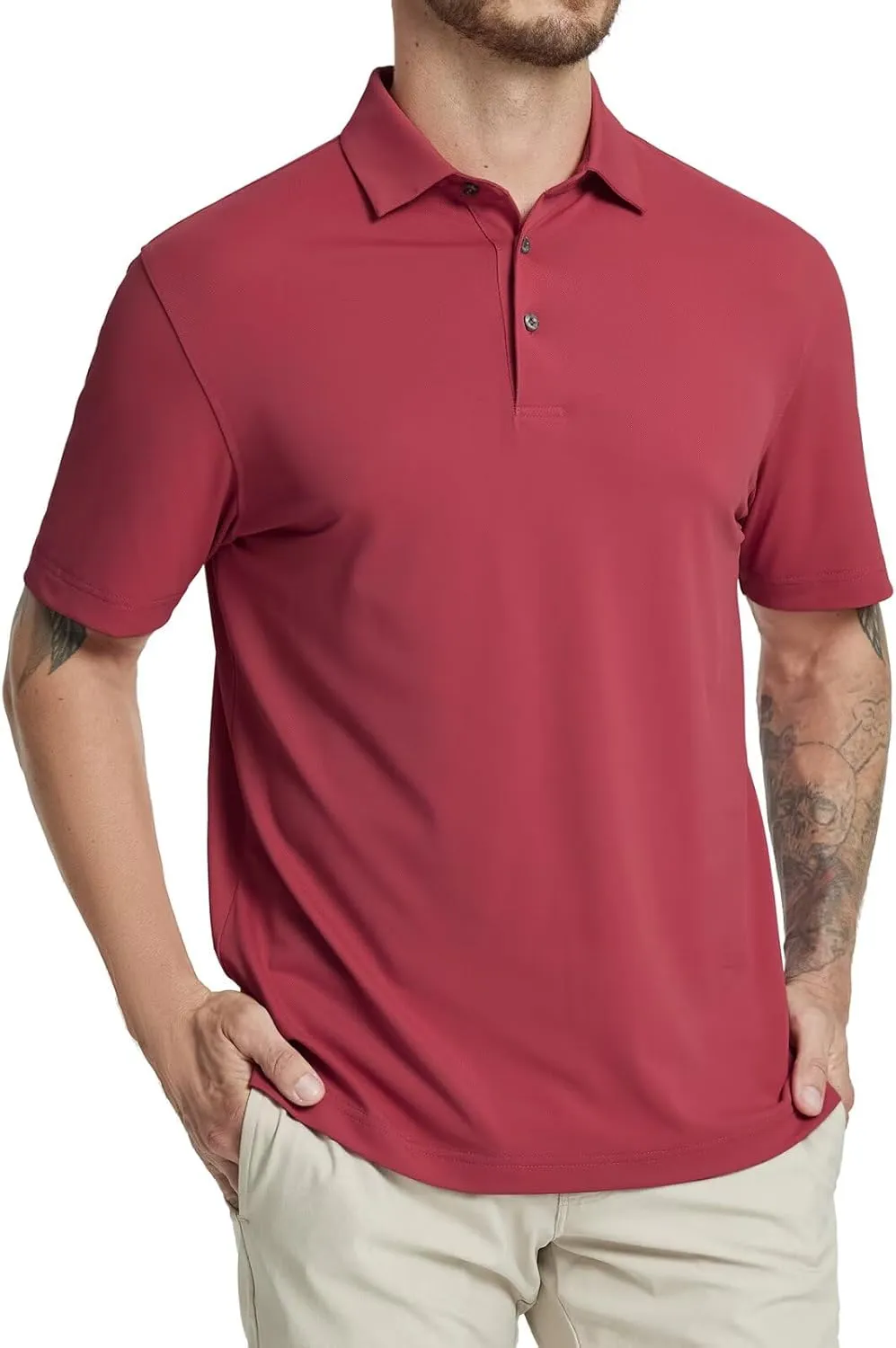 Rouen Golf Shirts for Men Dry Fit Performance Short Sleeve Moisture Wicking Plain Pique Casual Sports Mens Polo Shirts