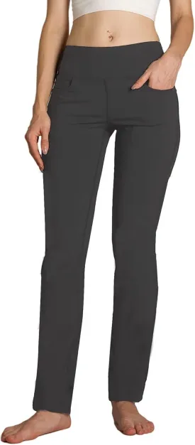 Safort Women's Yoga Pants Straight Leg Yoga Dress Pants 28"/30"/32"/34" Long Tall Inseam Stretch Slacks Pocket for Workout