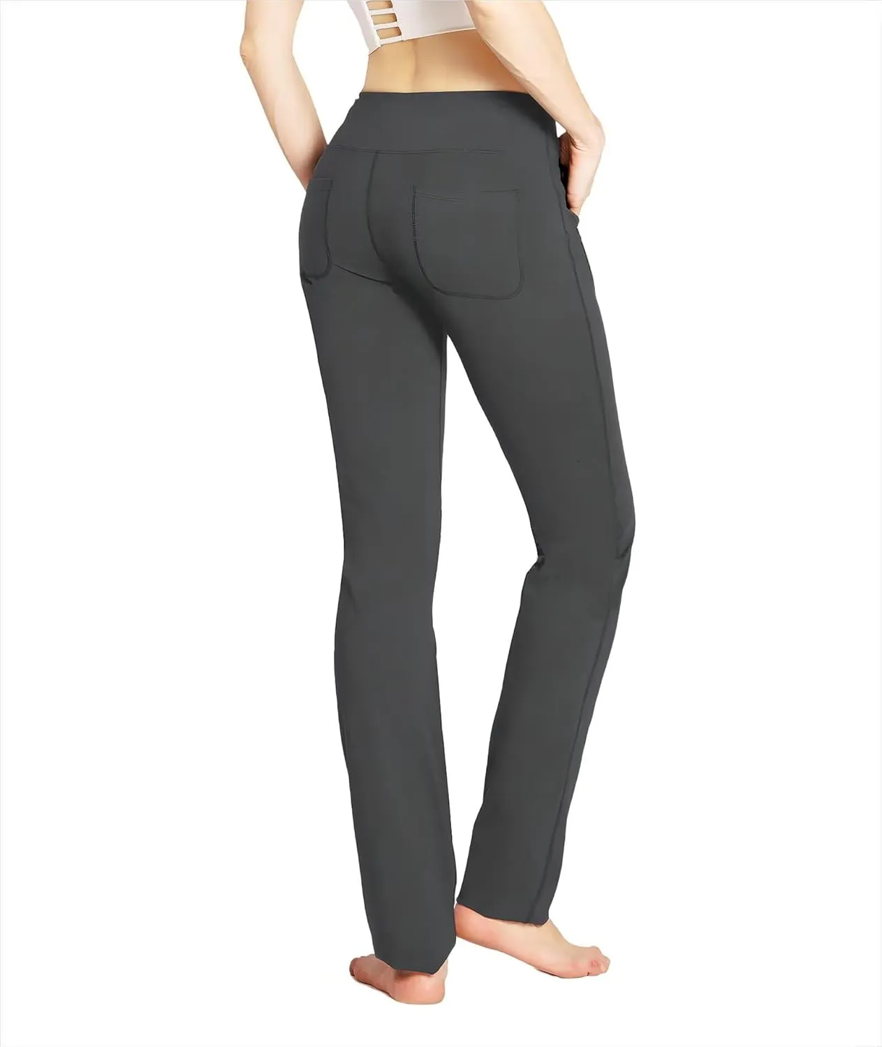 Safort Women's Yoga Pants Straight Leg Yoga Dress Pants 28"/30"/32"/34" Long Tall Inseam Stretch Slacks Pocket for Workout