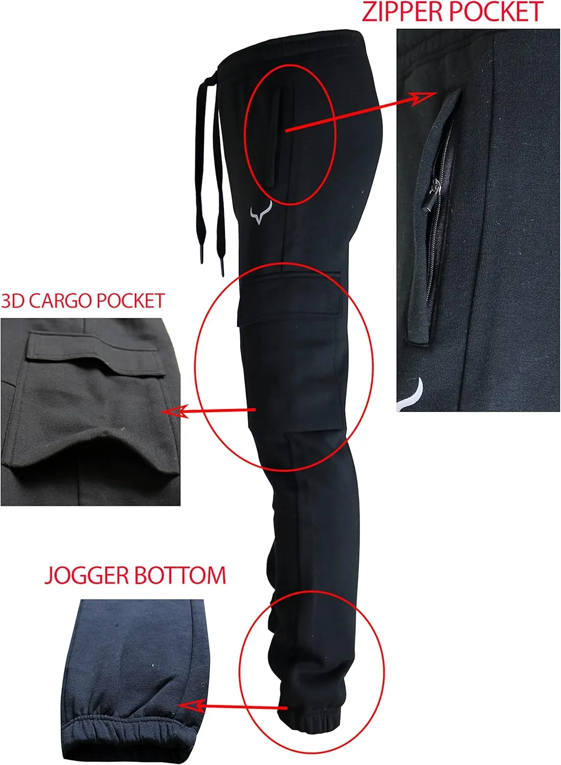 SCREENSHOT Sports Mens Premium Slim Fleece Pants Zipper Pockets - Athletic Jogger Fitness Workout Gym Sweatpants