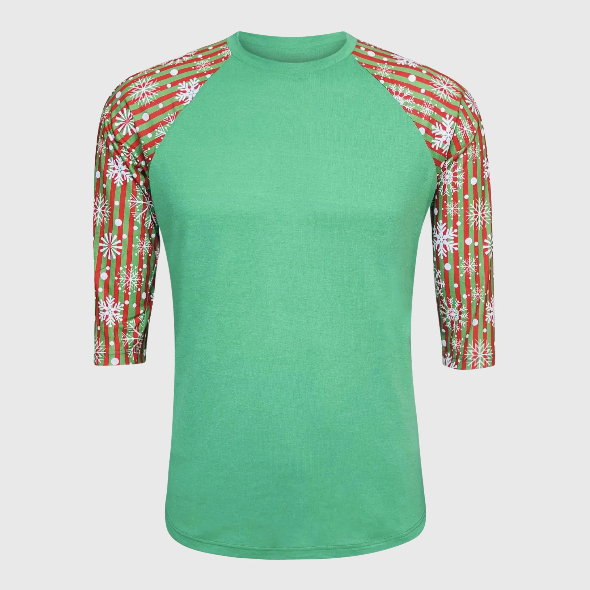Snowflakes Striped Green Red Polyester Top