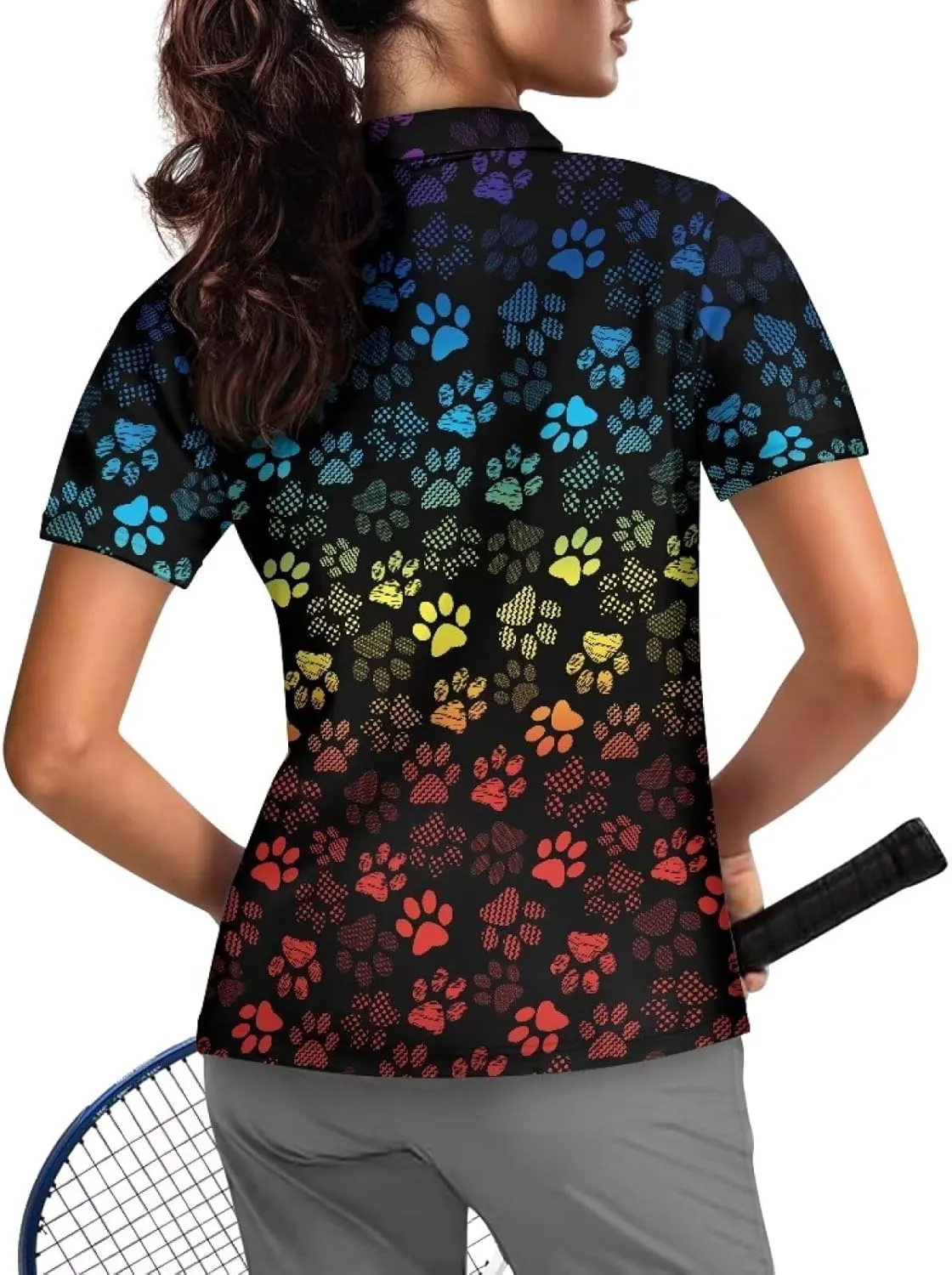 Suobstales Women's Golf Shirt Short Sleeve with Zip Up Quick Dry Stretch Tennis Collared Polo Shirts Golf Clothes for Women