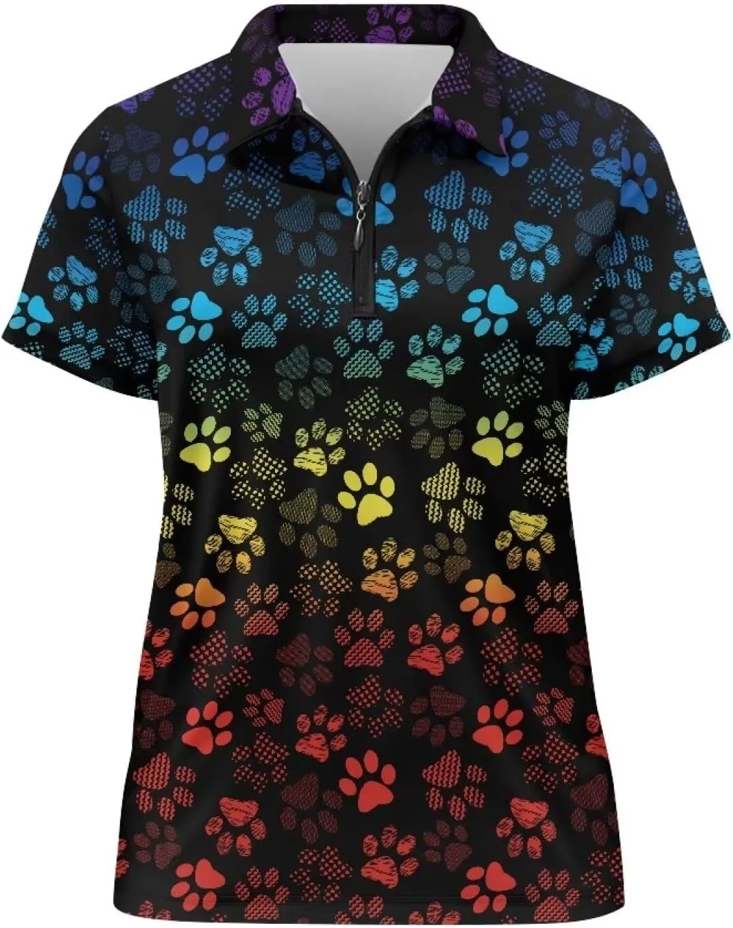 Suobstales Women's Golf Shirt Short Sleeve with Zip Up Quick Dry Stretch Tennis Collared Polo Shirts Golf Clothes for Women