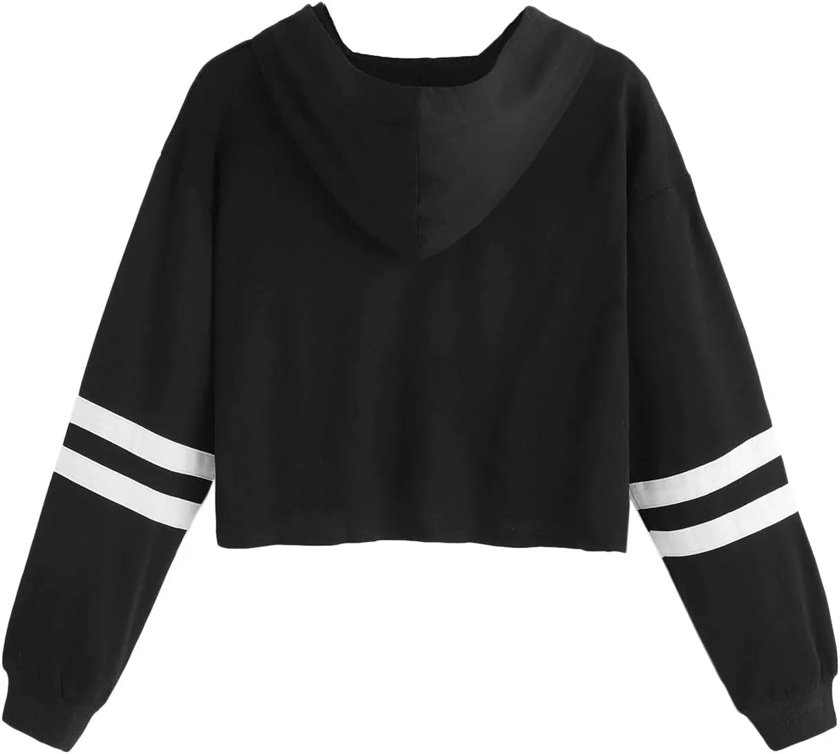 SweatyRocks Women's Letter Print Color Block Long Sleeve Crop Top Hoodies Pullover Sweatshirt