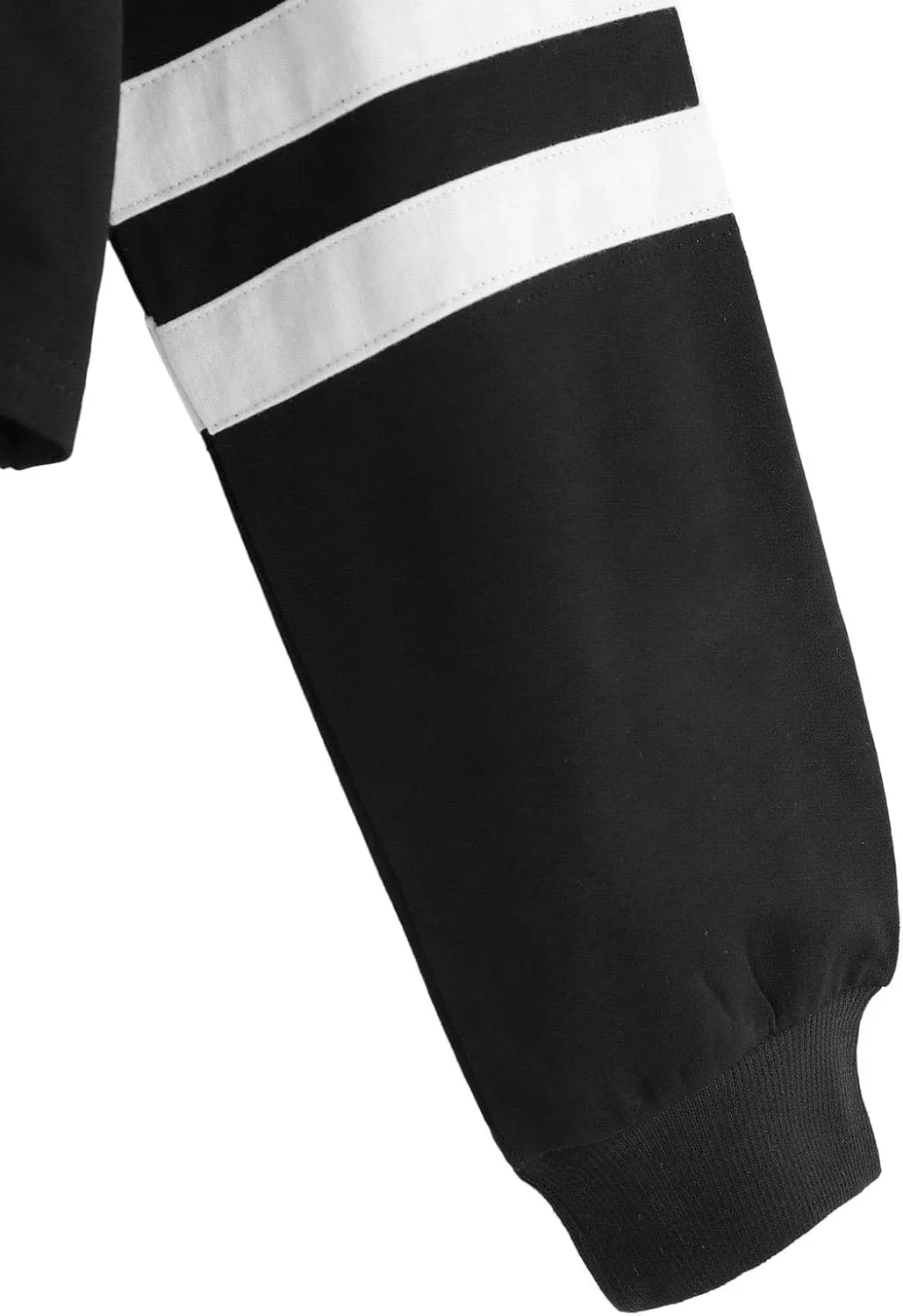 SweatyRocks Women's Letter Print Color Block Long Sleeve Crop Top Hoodies Pullover Sweatshirt
