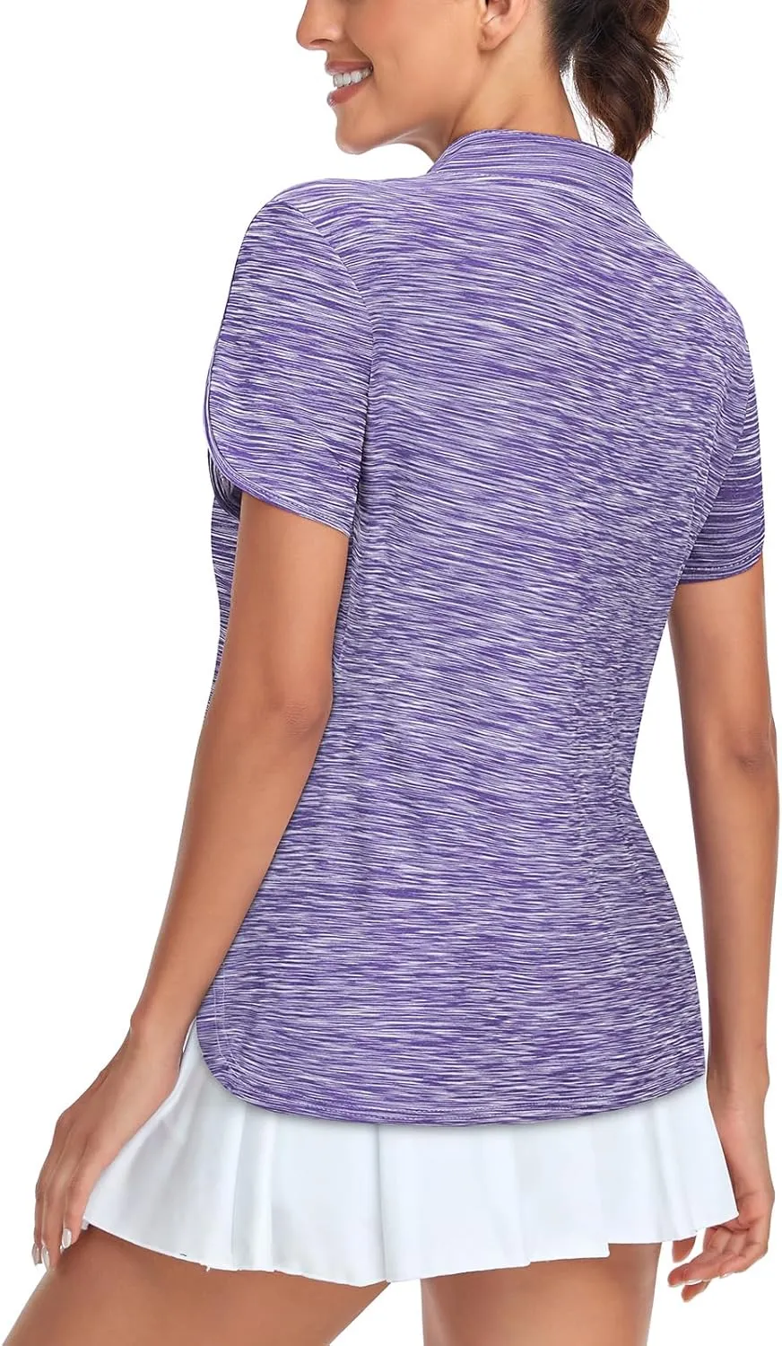 Viracy Women's Golf Shirts Short Sleeve Side Splits Loose Fitting 1/4 Zip Up Polo Shirt UV Protection Fast Dry Athletic Tops