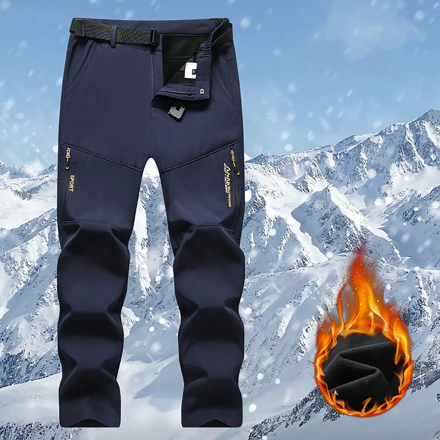 Winter Pant for Men Sherpa Lined Thermal Warm Pants Outdoor Sports Hiking Trousers Lounge Baggy Joggers