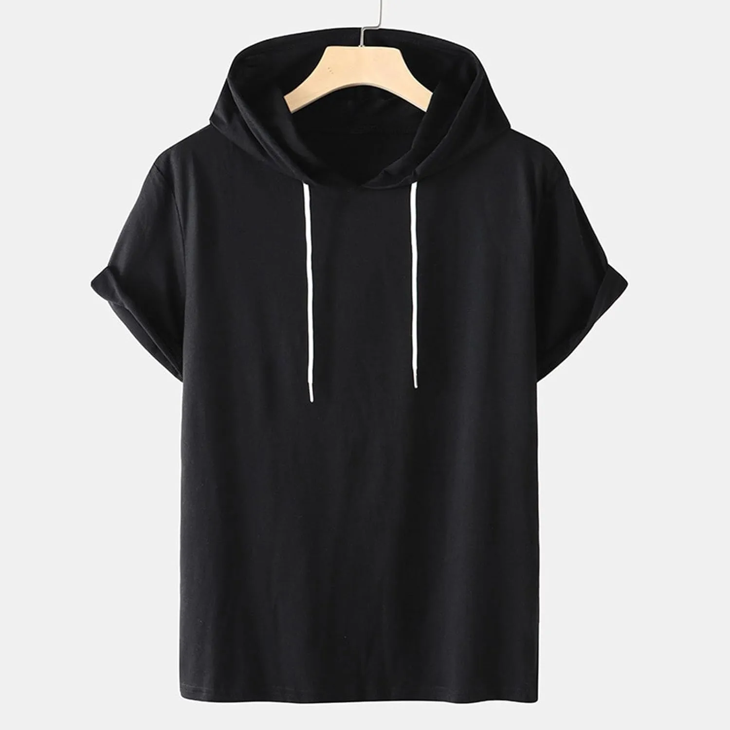 Women Casual Athletic Tops Summer Short Sleeve Hoodie Sweatshirts Spring Drawstring Hooded Pullover Sports Tops