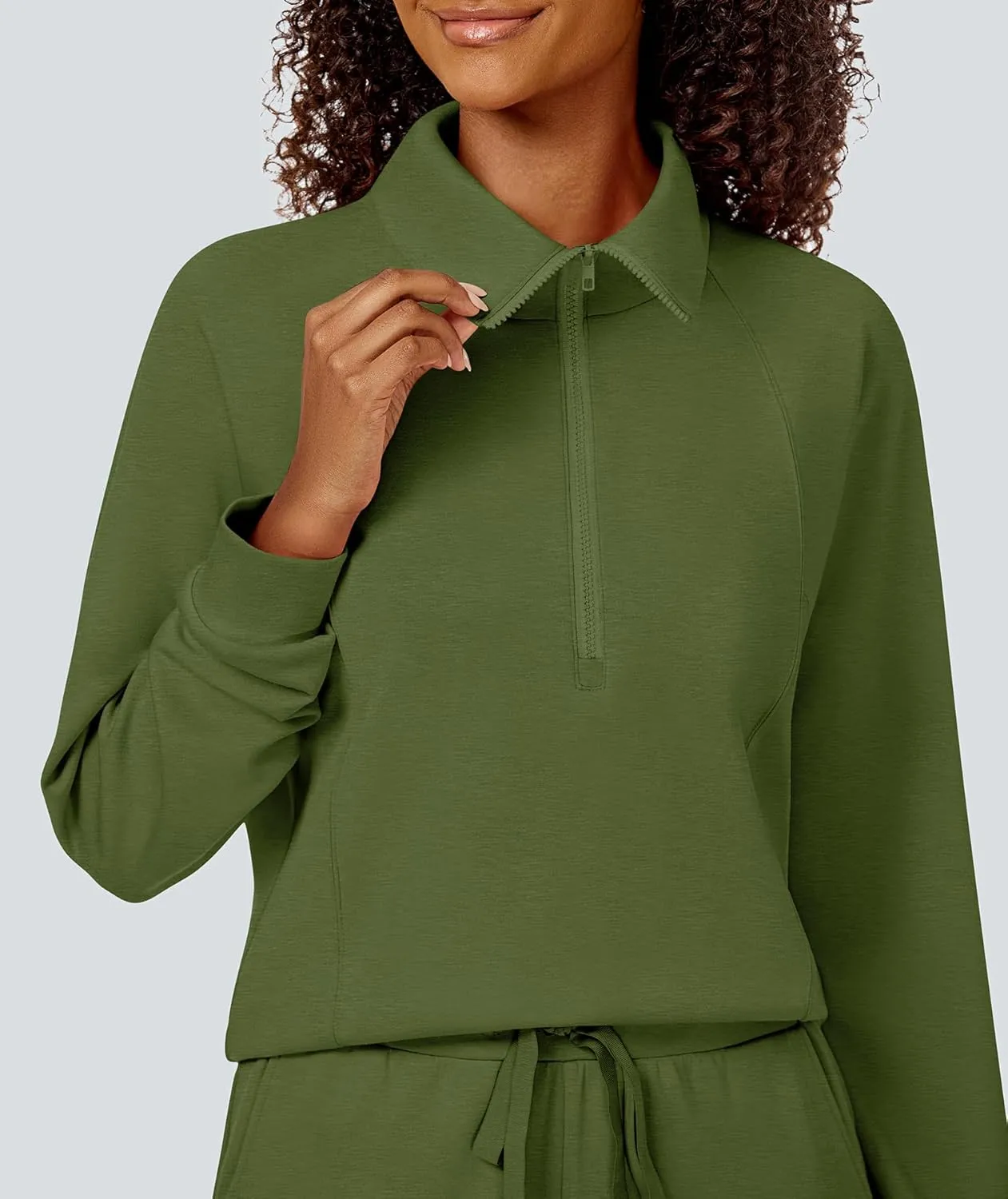 Women's 2 Piece Sets Sweatsuit Lapel Half Zip Sweatshirt Sweatpants Lounge Matching Sets Fall Outfits