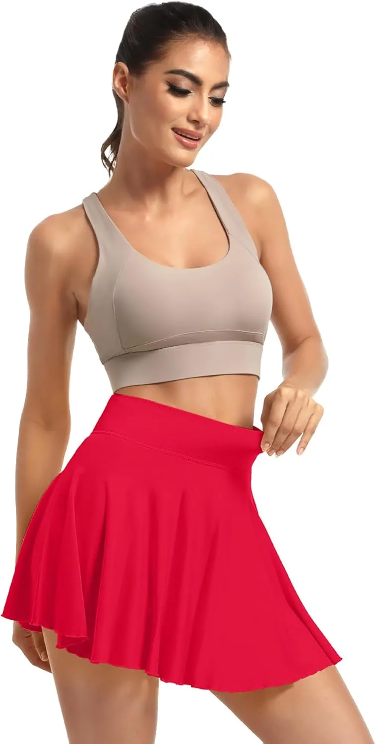 YOAKAKU Pleated Tennis Skater Skirts for Women with Pocket Shorts Flowy Golf Athletic Skort Sports Mini Skirt