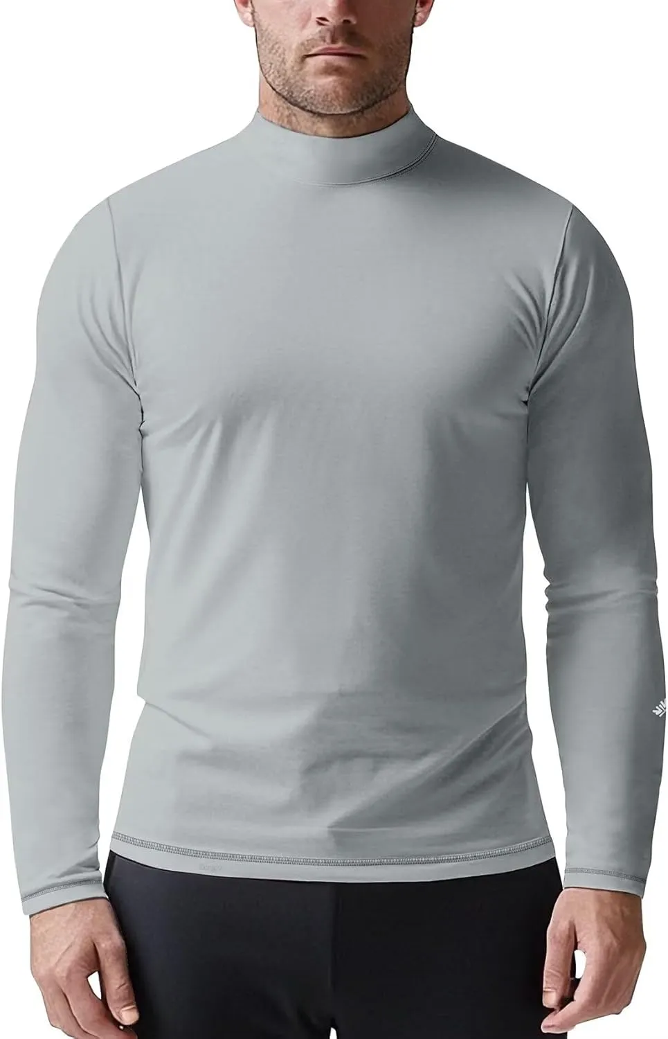 Zengjo Mens Mock Turtleneck Long Sleeve Shirts Thermal Baselayer Lightweight Athletic-Fit Undershirt for Cold Weather Sports