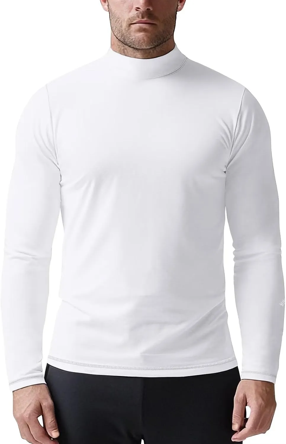 Zengjo Mens Mock Turtleneck Long Sleeve Shirts Thermal Baselayer Lightweight Athletic-Fit Undershirt for Cold Weather Sports